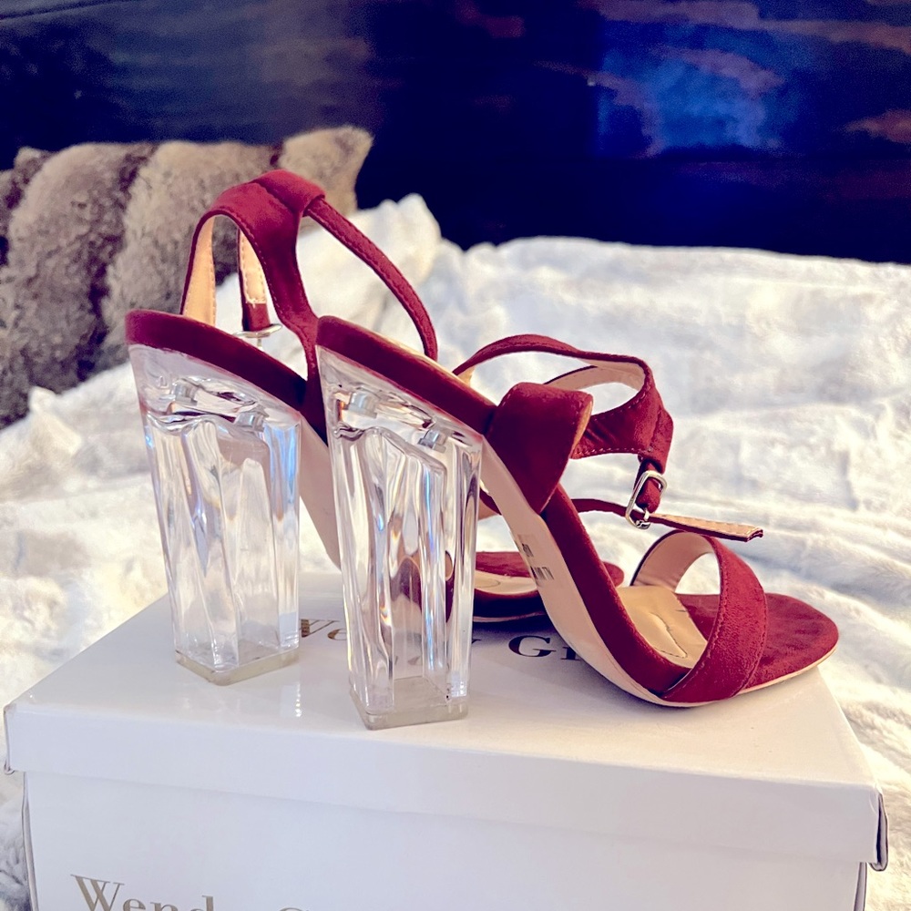 Burgundy-Clear Heels